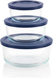 Pyrex 6010170 Simply Store 6-Piece Round Glass Food Storage Set Blue