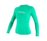 O'Neill Wetsuits Women's O'neill Basic Skins UPF 50+ Long Sleeve Rash Guard, Seaglass (Size XL)