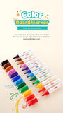 Lineplus, Color boardmarker, Dry Erase Markers for School and Office, Assorted Vivid Colors, Bullet Tip, Low Odor, 12 Pack