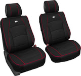 FH Group Front Set Faux Leather Car Seat Cushions - 2 Pack Seat Covers for Cars Trucks, SUV, Waterproof Car Seat Cover, Universal Fit, Black Red Trim