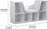 KidKraft Wooden Bookcase With Reading Nook Storage And Gray Cushion White