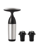 OXO 3110800 SteeL Vacuum Wine Saver and Preserver with Two Stoppers Silver