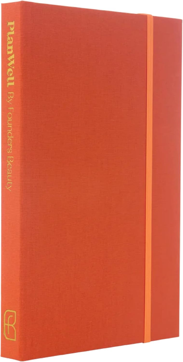 Founders Beauty PlanWell Planner - 90-Day Undated Ritual & Wellness Journal - Meal Planner, Wellness Prompts, Daily Gratitude - 100% Sustainable - 5.5" x 8.4" (Mandarin) Main image