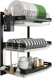 junyuan Hanging Dish Drying Rack Wall Mount Dish Drainer 3 Tier