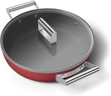Smeg CKFD2811RDM NonStick Deep Pan With Lid 28cm Red