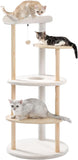 PETEPELA Cat Tree Cat Tower for Indoor Cats,5-Level Cat Play House Cat Activity Center with Scratching Posts Beige
