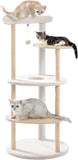 PETEPELA Cat Tree Cat Tower for Indoor Cats,5-Level Cat Play House Cat Activity Center with Scratching Posts Beige