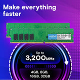 Crucial RAM 16GB DDR4 3200MHz CL22 Desktop Memory CT16G4DFRA32A