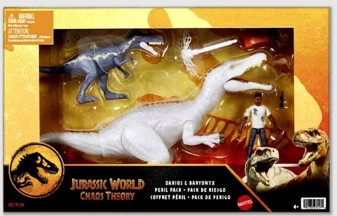 Mattel Jurassic World Chaos Theory Darius & Baryonyx Peril Pack, Dinosaur Action Figure Set Main image