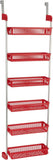 Household Essentials 6-Tier Basket Over-The-Door Organizer, Red