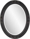 Howard Elliott Queen Ann Oval Antique Black Wall Mirror, Oval Bevelled Hanging Wood Framed Vanity Mirrors for Home Decor, Living Room, Bathroom, Bedroom, or Hallway, 25 x 33 Inch