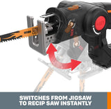 Worx WX550L.9 20V Power Share Axis Cordless Reciprocating And Jig Saw Tool Only