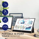 ViewSonic TD1655 16” 10-point Touch Portable Monitor, Extend Your Content from Mobile Devices, Flexible Setup with 2 x USB Type C, Anti-slip Cover, Aluminum stand, 6H hardness, Grey