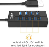 4 Ports USB 3.0 Hub Wavlink USB Port With Individual Power Switches And LEDs