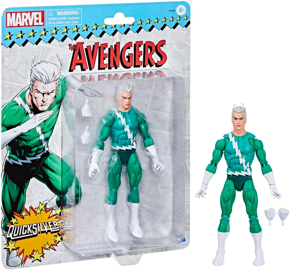 Marvel Legends Series Quicksilver, Avengers Retro Marvel Comics Collectible 6 Inch Action Figure
