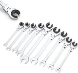 Anbull Ratcheting Wrench Set with Open Flex-head,Metric Tubing Combination Wrench Set,9pcs Tubing Ratchet Wrench