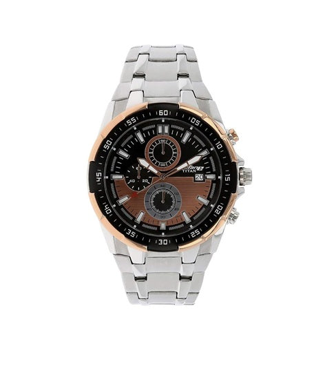Titan Men's Multi Color Dial Gold Stainless Steel Band Watch