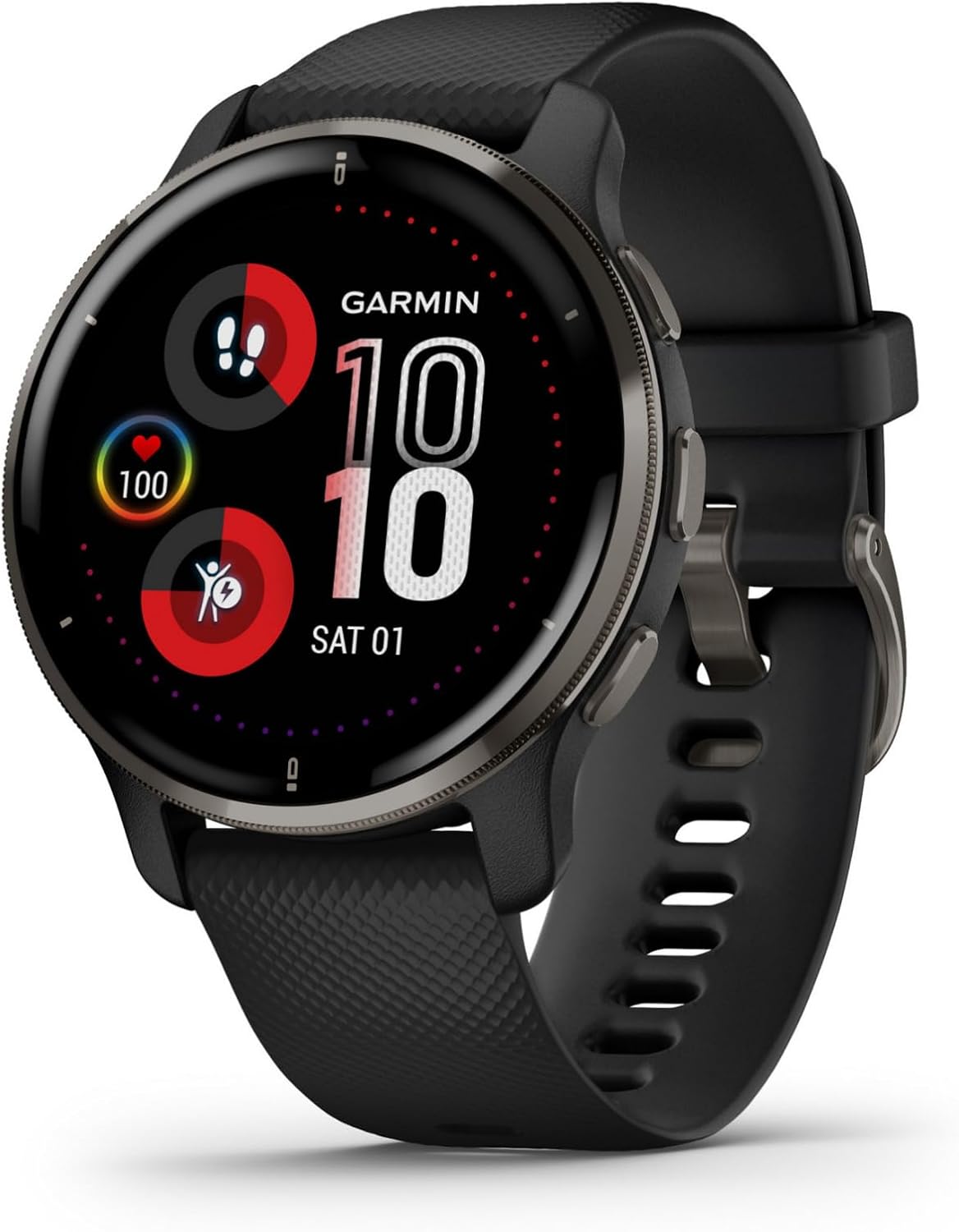 Garmin Venu 2 Plus, GPS Smartwatch with Call and Text, Advanced Health Monitoring and Fitness Features, Slate with Black Band