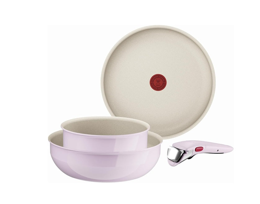 Tefal Ingenio Serenity Pink Clay 4pc Set (FP28+WP26+SCP20+Handle) L8304S