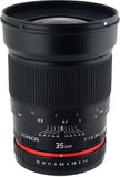 Rokinon RK35M-C 35mm f/1.4 Fixed Lens, Black - For Canon