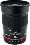 Rokinon RK35M-C 35mm f/1.4 Fixed Lens, Black Canon Mount