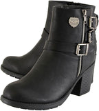 Milwaukee Performance Women's Triple Buckle Side Zip Boots with Platform Heel (Black, Size 8)