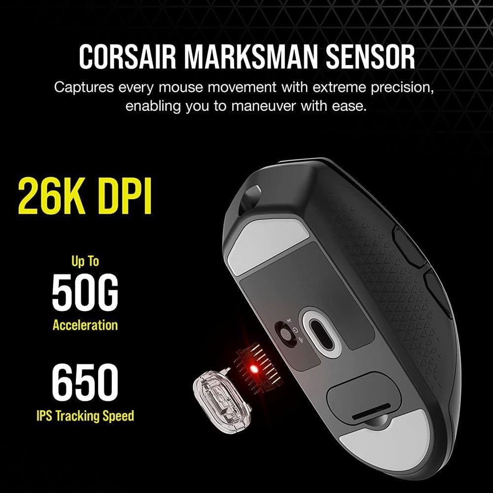 CORSAIR CH931C111AP iCUE KATAR Elite Wireless Gaming Mouse Lightweight Mouse With Detachable Cable