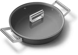 Smeg CKFD2811BLM Non-Stick Deep Pan with Lid, 28cm, Black
