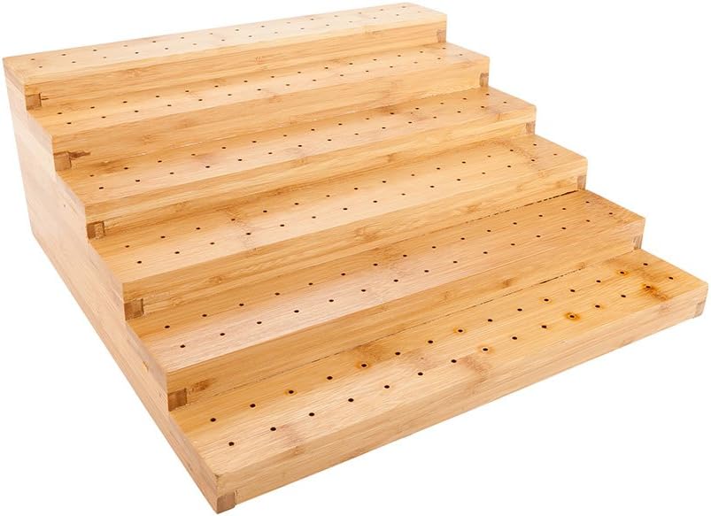 Multi Level Rectangular Bamboo Food Skewer Holder: Perfect for Cocktail Parties and Catering Events - Six Level Biodegradable Pick Stand and Food Display - 180 Holes - 1-CT - Restaurantware Secondary image