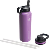 Thermoflask Double Stainless Steel Insulated Water Bottle With Two Lids 40 Oz Plum