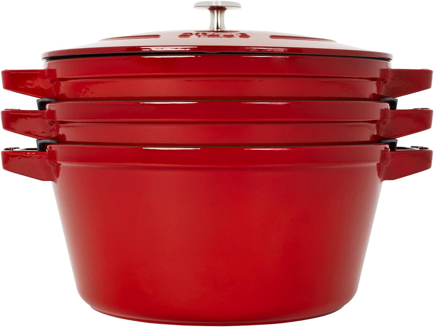 STAUB Cast Iron Set 4pc Stackable SpaceSaving Cookware Set Cherry Secondary image
