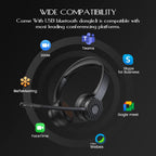 EKSA Wireless Headset, Bluetooth 5.2 Headset with Noise Cancelling Microphone & USB Dongle, 55H Playtime On Ear Headphone for Home Office, Remote Work, Call Center, Suitable for Phone PC Laptop Tablet