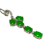 750WG  Imperial Green Jade And Diamond Pendant Necklace 6.4GM