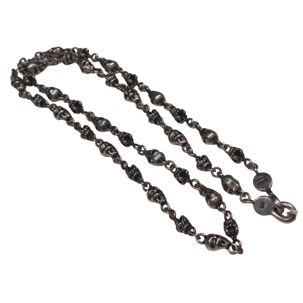 Justin Davis Silver Skull Chain Necklace SV925 30.2G