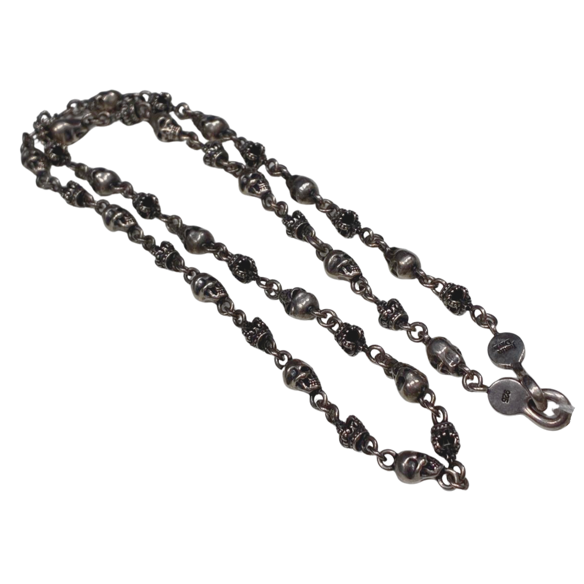 Justin Davis Silver Skull Chain Necklace SV925 30.2G