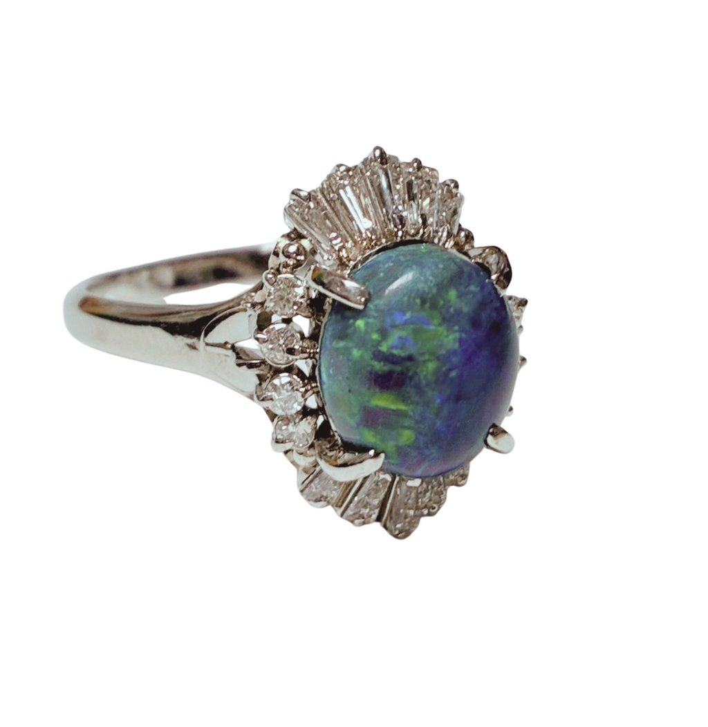 PT900 Black Opal Ring 7G Size 17