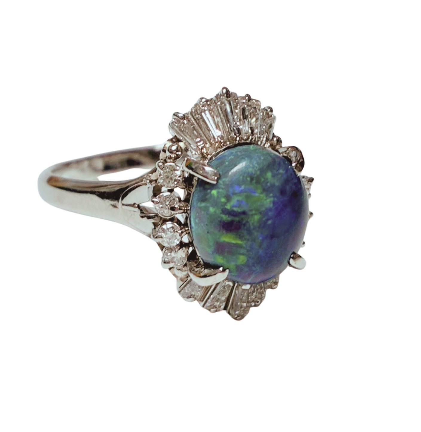 PT900 Black Opal Ring 7G Size 17