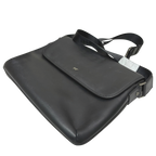 Braun Buffel Black Leather Messenger Bag Embossed Wave Pattern Flap