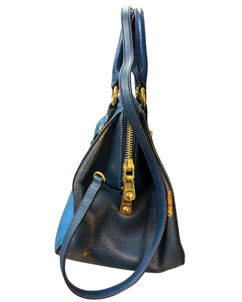 Miu Miu Madras Buckled Handles Leather Tote Bag