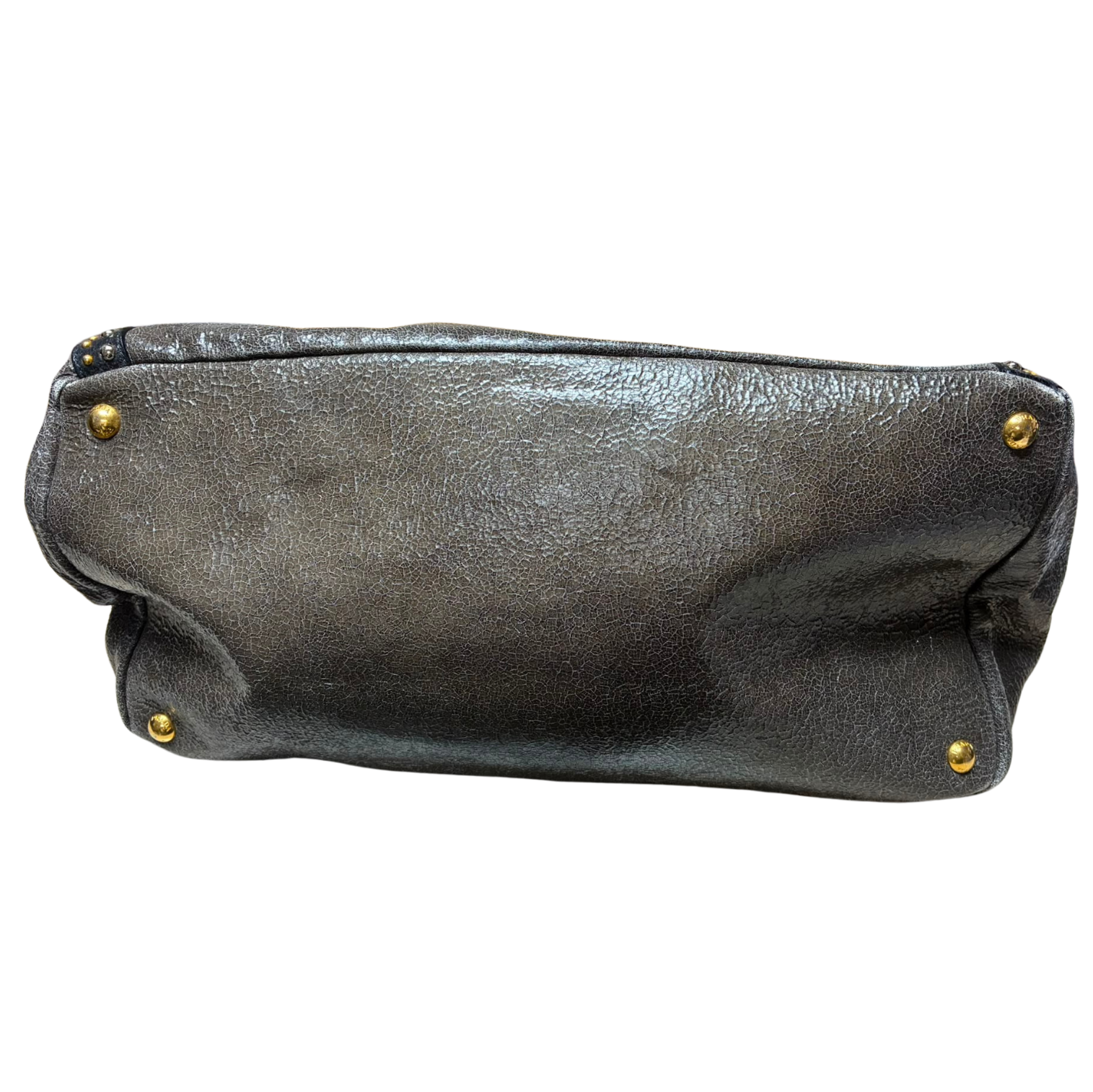 Prada Craquele Leather Studded Bauletto Large Tote