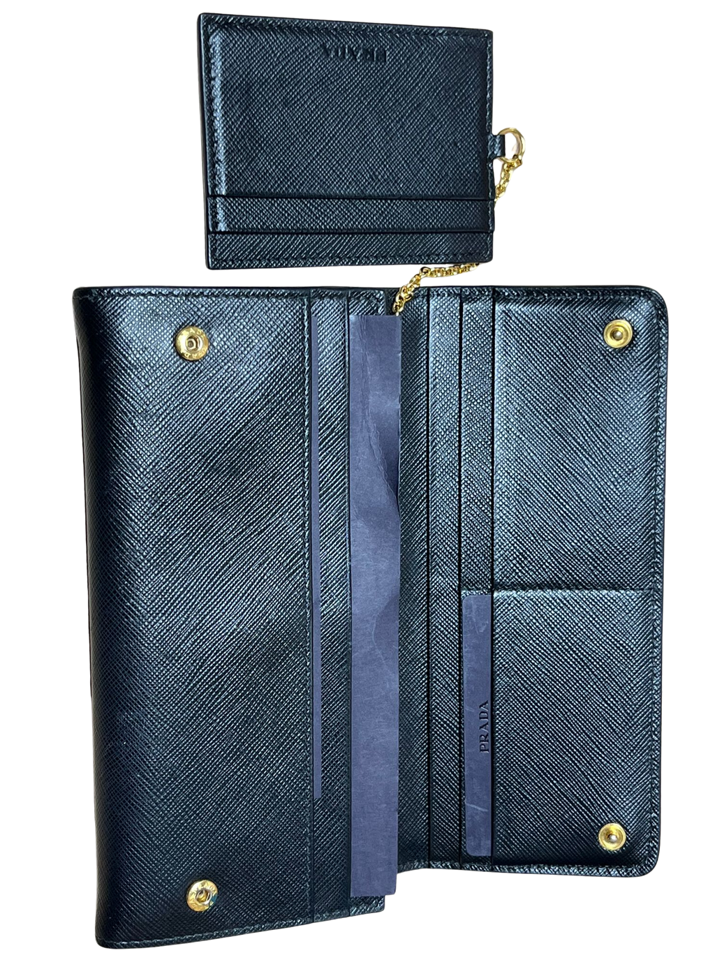 Prada Large Saffiano Leather Wallet Black