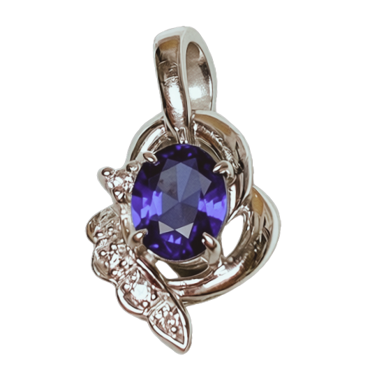 Platinum Sapphire And Diamond Pendant 2.5G Main image