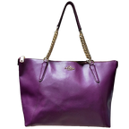 Coach Ava Chain Tote Dark Berry Or Plum Pebble Leather