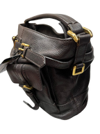 Burberry Dark Brown Leather Front Pocket Hobo