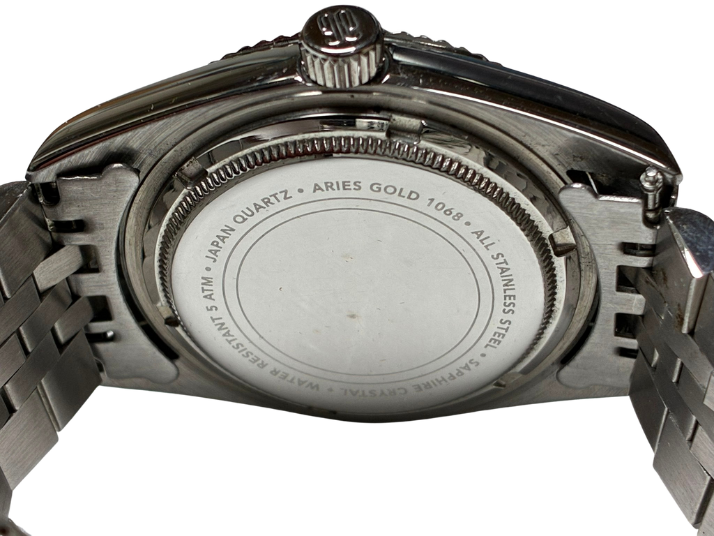 Aries Gold G 1068 Heritage Series Glitter Silver Stainless Steel Strap Watch