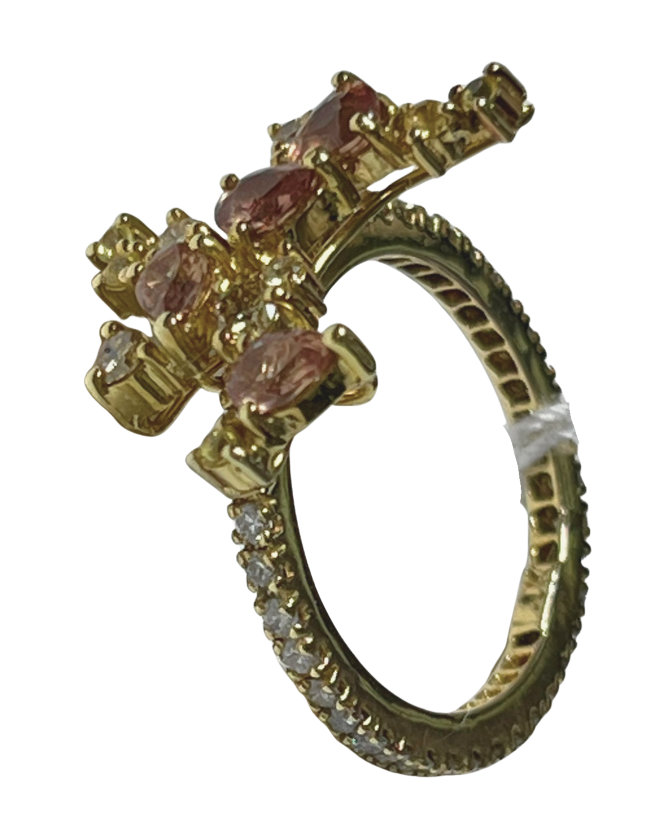 Yellow Gold Sapphire With Diamond Ring 3.7G