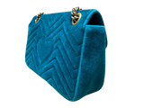 Gucci Teal Velvet GG Marmont Mini Metelasse Shoulder Bag