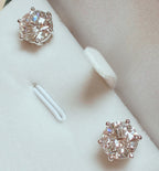 14K White Gold Round Cut Earring Studs 5.08 Total Carat Lab Grown E-F VVS1 Diamonds