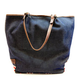 Burberry Navy Denim & Leather Tote Bag