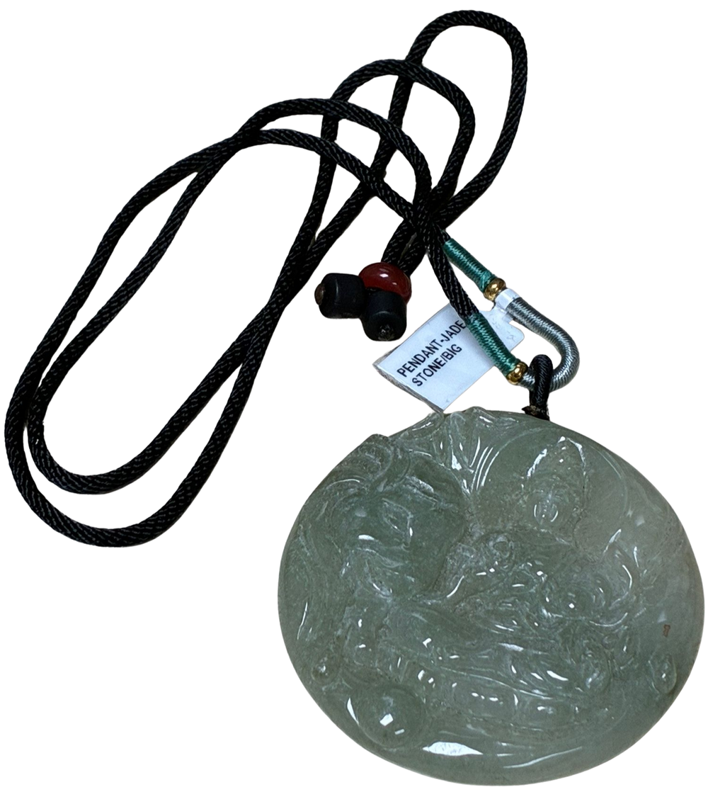 Jade Like Jade Guan Yin Pendant With Adjustable Cord Necklace